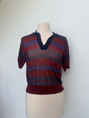 GAP Burgundy Sheer Polo Sweater